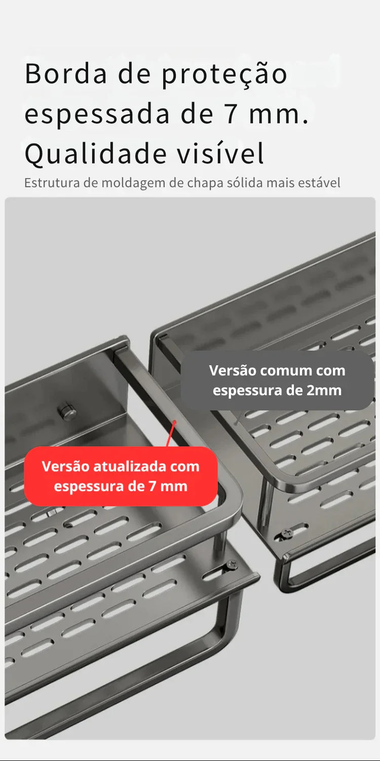 Transforme Seu Banheiro em Minutos: Suporte de Parede de Alumínio para Organização com Estilo e Praticidade!