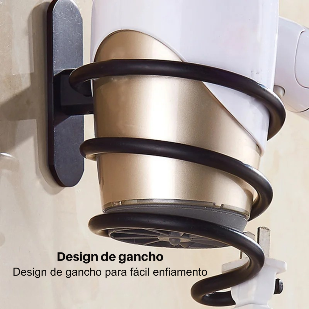 Suporte de Parede em Alumínio Funil para Secador – Organização Inteligente e Estilo Sofisticado para Seu Banheiro!