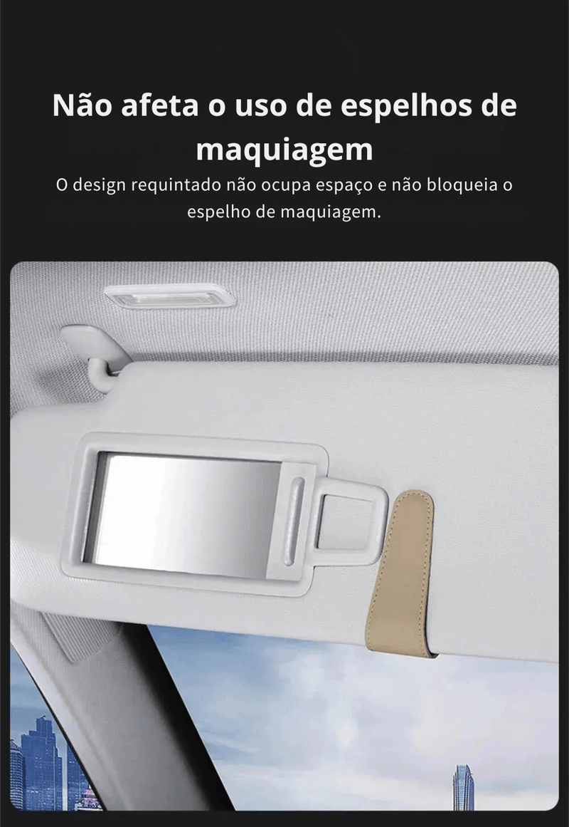 Organização com Estilo: Suporte Magnético de Couro para Óculos no Quebra Sol do Carro – Prático, Elegante e Universal!