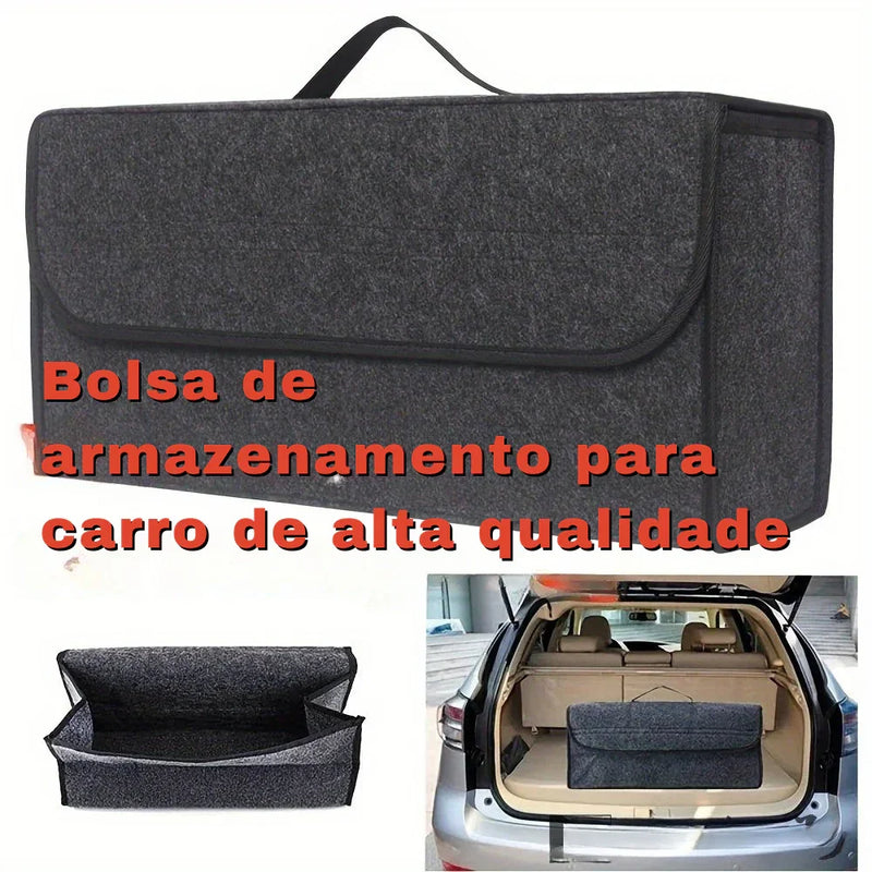 Chega de Bagunça no Porta-Malas: Organizador de Feltro Antiderrapante com Grande Capacidade para Armazenar Tudo com Praticidade!