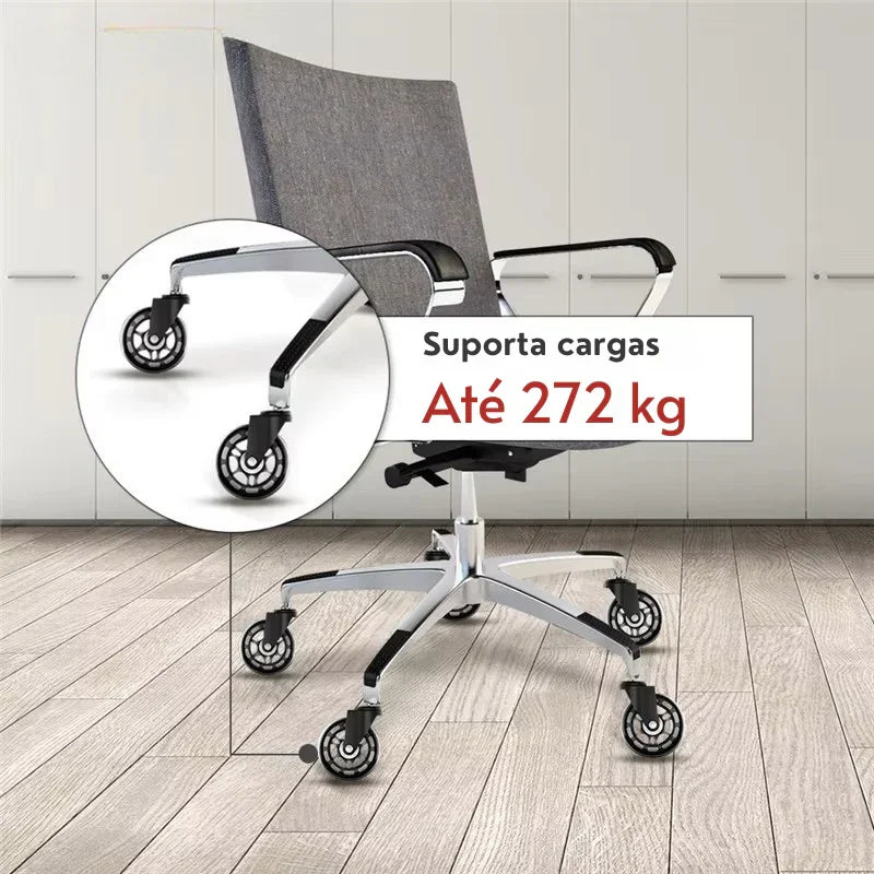 Kit 5 Rodas Premium para Cadeira de Escritório – Rodas de Borracha Giratórias, Silenciosas e Anti arranhões, em 2 Tamanhos para Substituição Fácil e Segura!