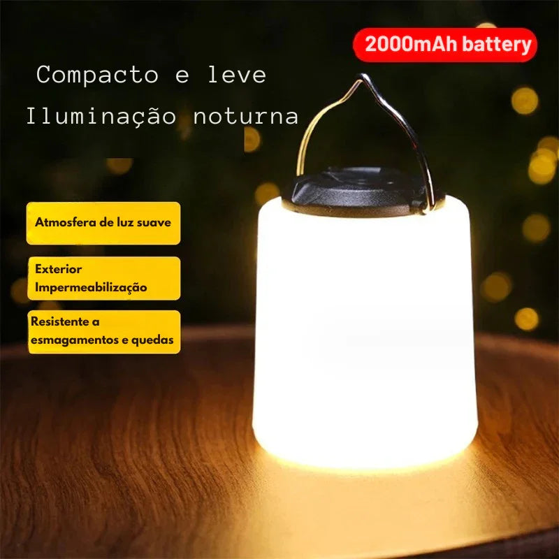 Lanterna Recarregável 3 em 1: Iluminação Quente e Potente Para Acampamentos, Trilhas e Aventuras — À Prova D'Água e Pronta Para Tudo!