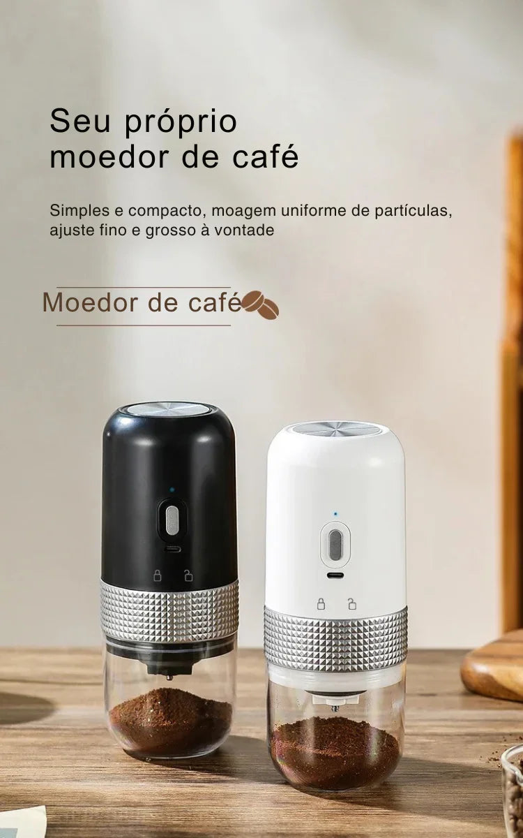 Moa Seu Café Onde Quiser: Moedor Elétrico Portátil com Núcleo de Cerâmica e Carregamento USB para Sabor Profissional em Qualquer Lugar!