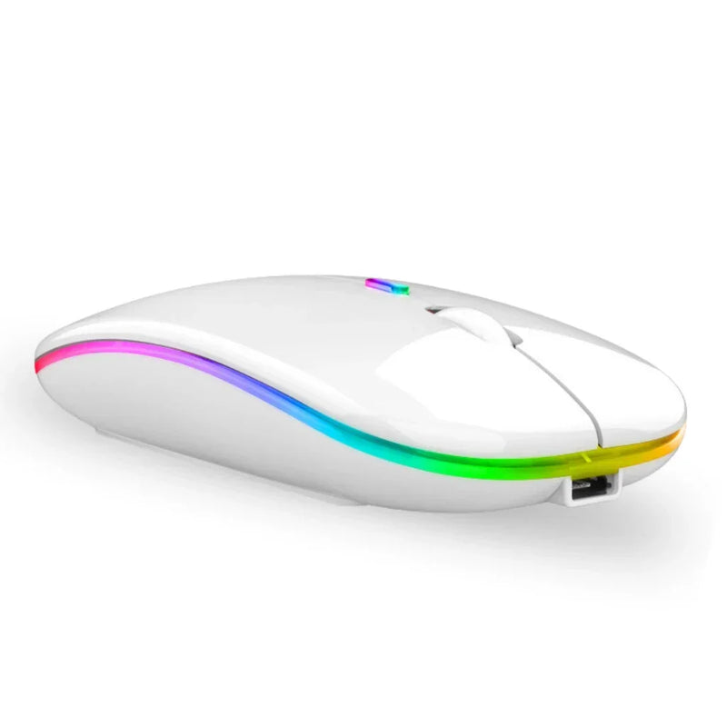 Mouse Sem Fio Recarregável com LED RGB — Conexão 2.4GHz, Estilo e Performance em Suas Mãos!