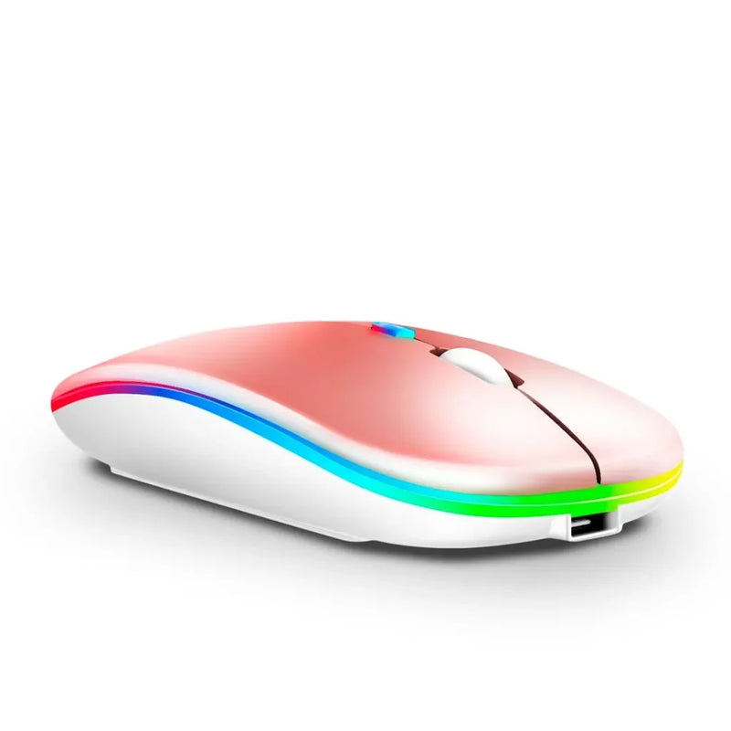 Mouse Sem Fio Recarregável com LED RGB — Conexão 2.4GHz, Estilo e Performance em Suas Mãos!