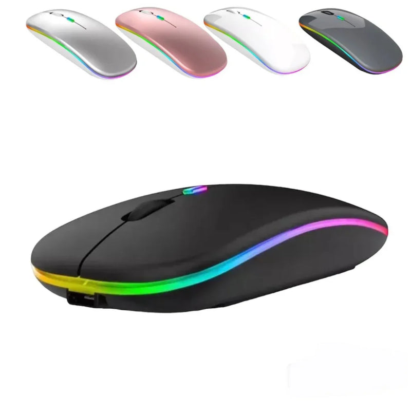 Mouse Sem Fio Recarregável com LED RGB — Conexão 2.4GHz, Estilo e Performance em Suas Mãos!