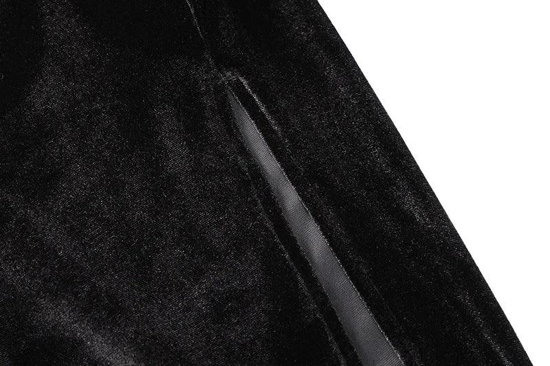 Vestido de Veludo Outono/Inverno – Elegância Sofisticada com Manga Longa, Fenda Lateral Sexy e Caimento Justo para Festas e Noites de Glamour!