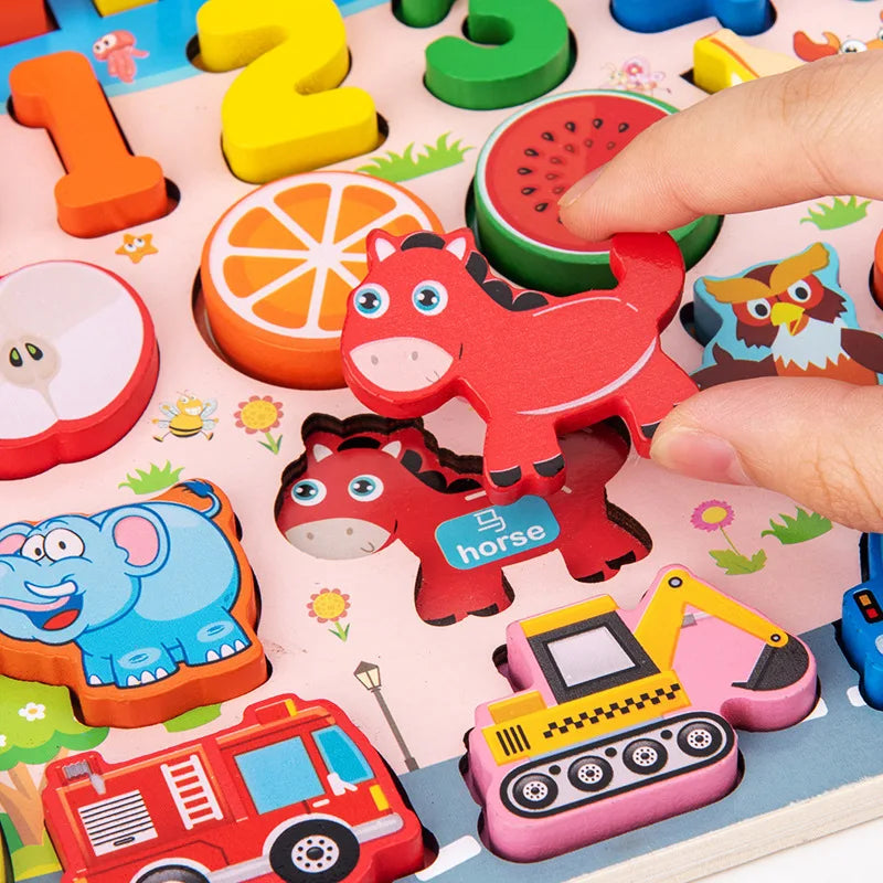 Aprender Brincando: o brinquedo educativo de madeira que ensina cores, formas, números e coordenação de um jeito divertido!