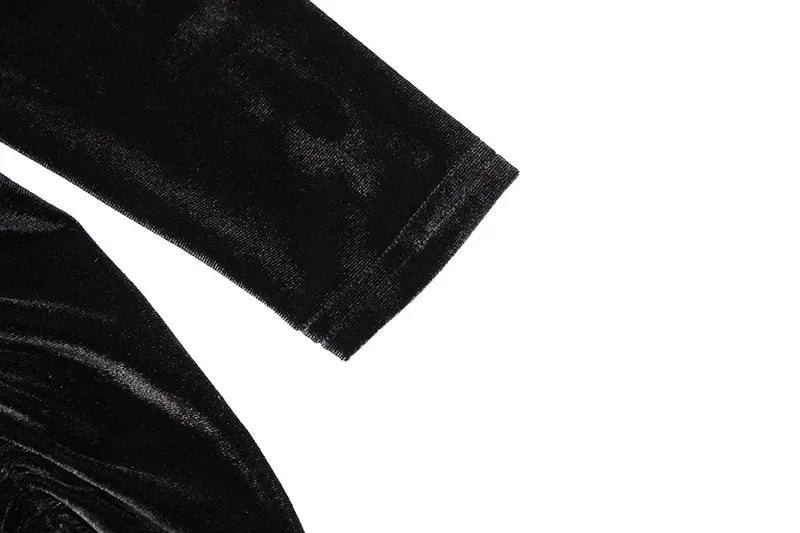 Vestido de Veludo Outono/Inverno – Elegância Sofisticada com Manga Longa, Fenda Lateral Sexy e Caimento Justo para Festas e Noites de Glamour!