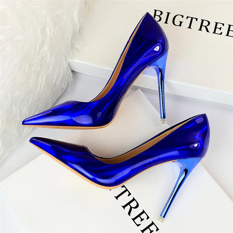 Salto Alto dos Sonhos – Scarpin Azul e Verde Luxo 10.5cm para Brilhar no Casamento, Festa ou Noite Especial!