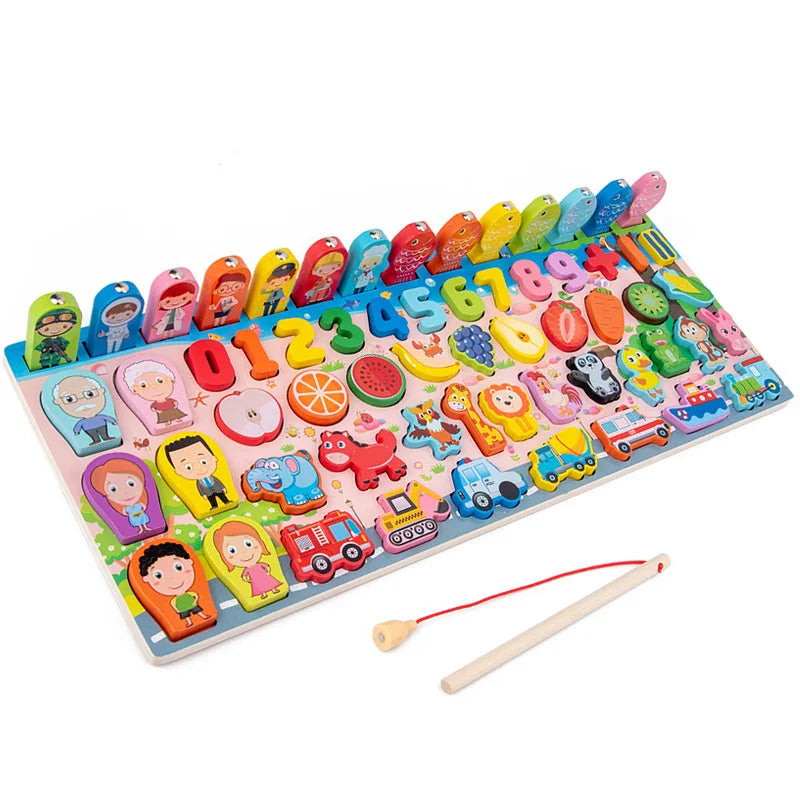 Aprender Brincando: o brinquedo educativo de madeira que ensina cores, formas, números e coordenação de um jeito divertido!