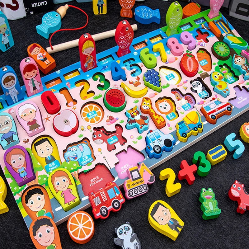 Aprender Brincando: o brinquedo educativo de madeira que ensina cores, formas, números e coordenação de um jeito divertido!