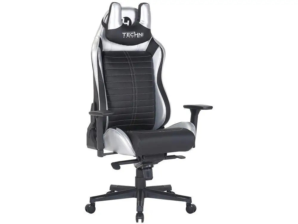 Cadeira Gamer Techni Sport TS62 – Conforto Supremo, Design Preto & Prata e Reclinação Total para sua Gameplay!