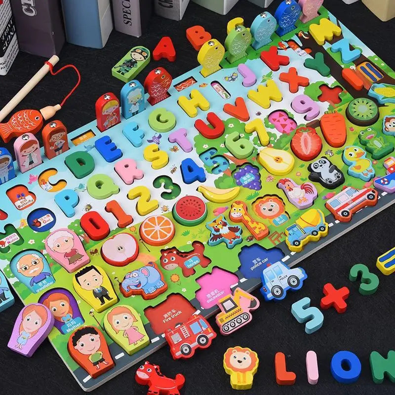 Aprender Brincando: o brinquedo educativo de madeira que ensina cores, formas, números e coordenação de um jeito divertido!