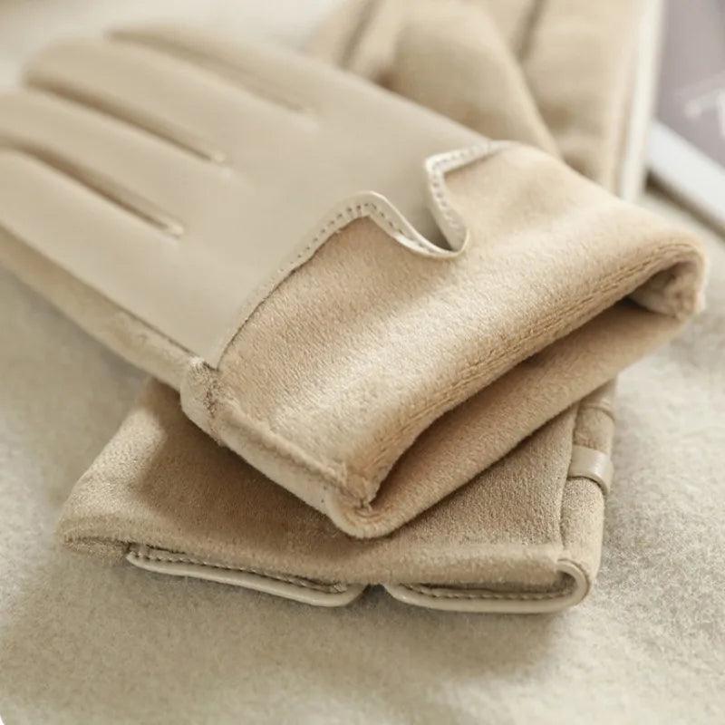 Luvas Femininas de Inverno em Couro e Camurça – Elegância, Estilo Business e Tecnologia Touch com Proteção Contra o Frio e Água