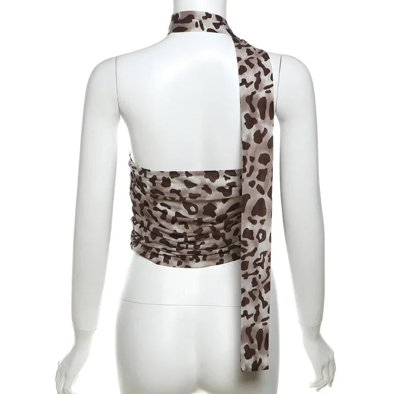 Top Feminino Tomara que Caia de Tule Estampa Leopardo – Sexy, Versátil e Perfeito para o Verão!