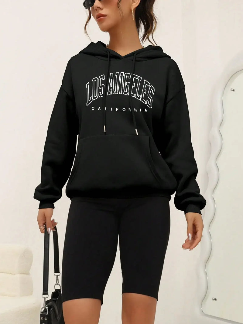 Moletom Capuz Feminino Los Angeles – Estilo Americano com Arte Urbana e Conforto Descontraído!