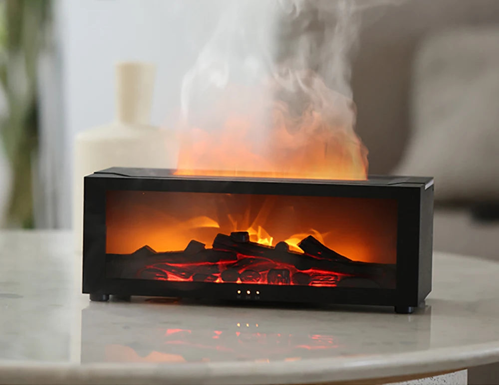 Chamas de Aroma: Umidificador com Difusor de Óleos Essenciais, Luz RGB e Controle Remoto para uma Atmosfera Mágica!