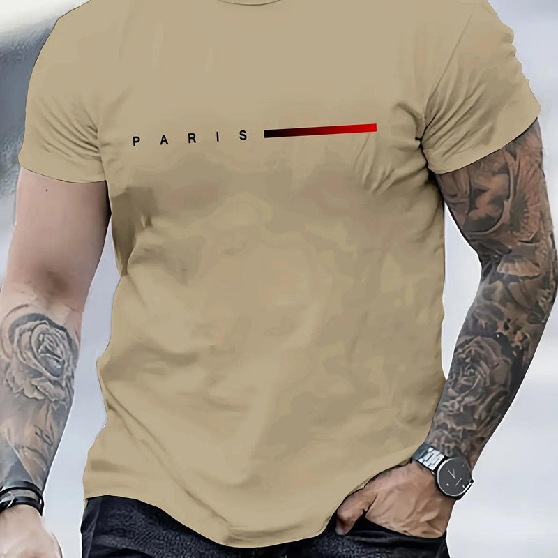 Camiseta Masculina 100% Algodão – Estilo Paris Street, Leve e Caimento Moderno