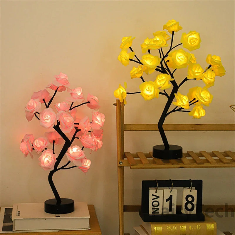 Luminária LED Rosa Encantada – Ilumine Seu Espaço com Elegância e Romance! Ideal para Quartos, Festas, Casamentos e Presentes Inesquecíveis!