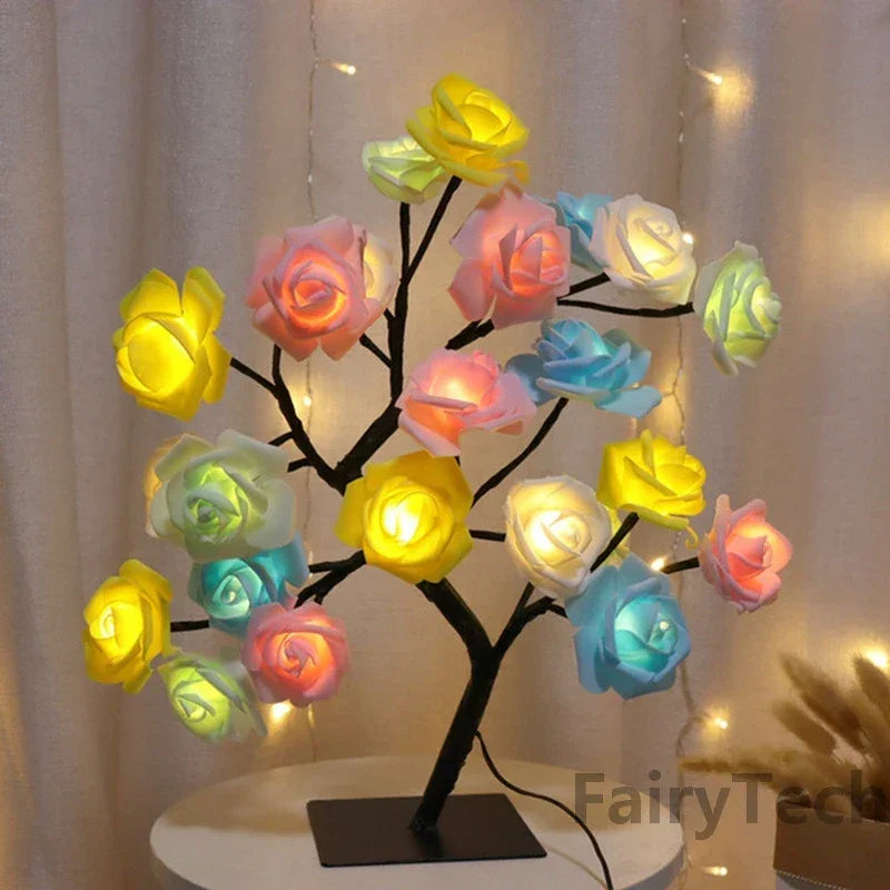 Luminária LED Rosa Encantada – Ilumine Seu Espaço com Elegância e Romance! Ideal para Quartos, Festas, Casamentos e Presentes Inesquecíveis!
