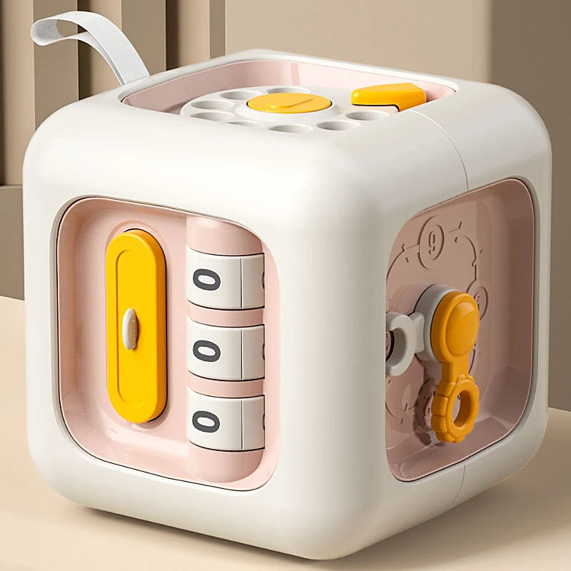 Descubra o Cubo 6 em 1 — o brinquedo sensorial que estimula a curiosidade, coordenação e aprendizado do seu bebê de forma divertida e educativa!