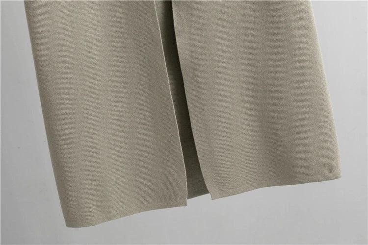 Conjunto Feminino 3 Peças Elegante: Cardigan + Calça + Camisola em Malha Vintage — Estilo Versátil para Primavera e Outono!