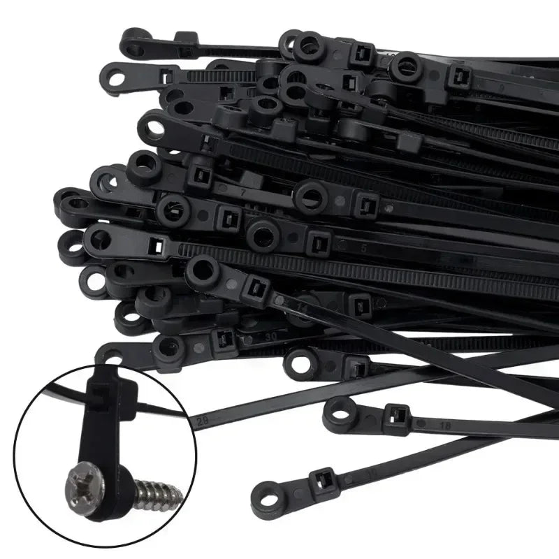 Organização Inteligente em Cada Fio: Abraçadeiras de Nylon com Furo para Parafuso – Fixação Rápida e Segura para Seus Cabos!