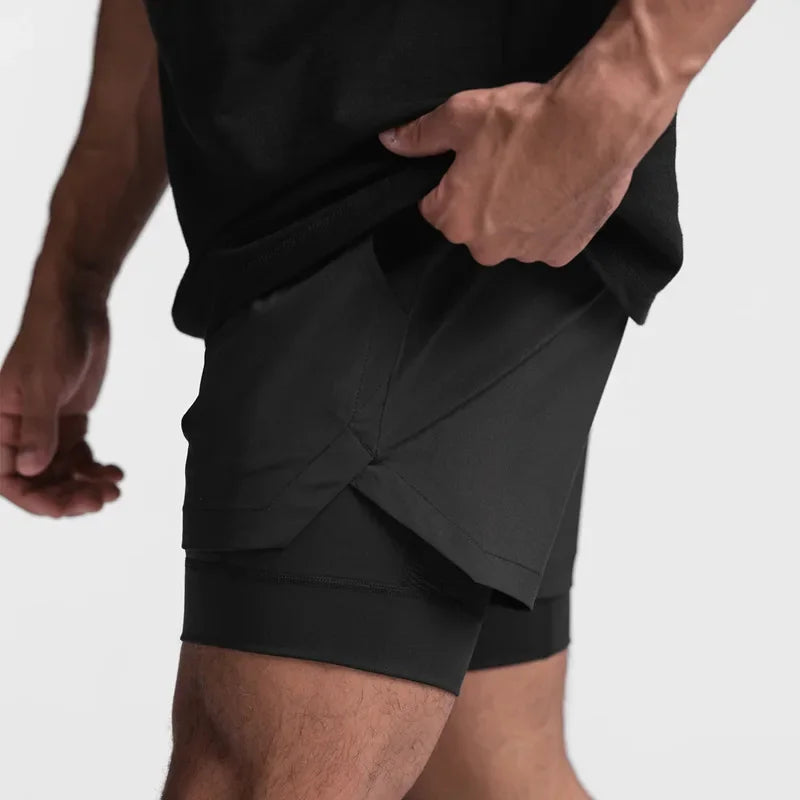 O Short Masculino 2 em 1 Que Respira com Você – Liberdade, Secagem Rápida e Estilo em Camadas para Treinos, Praia e Corridas!