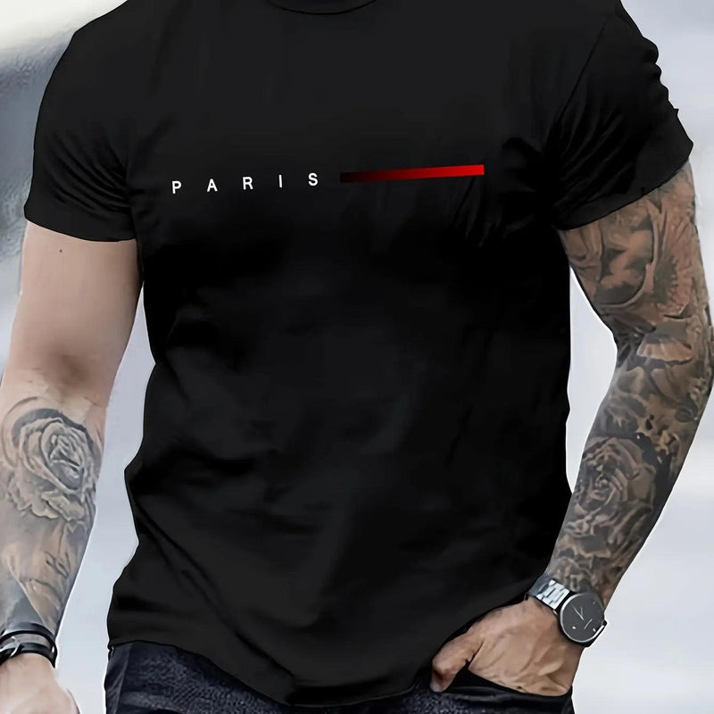 Camiseta Masculina 100% Algodão – Estilo Paris Street, Leve e Caimento Moderno
