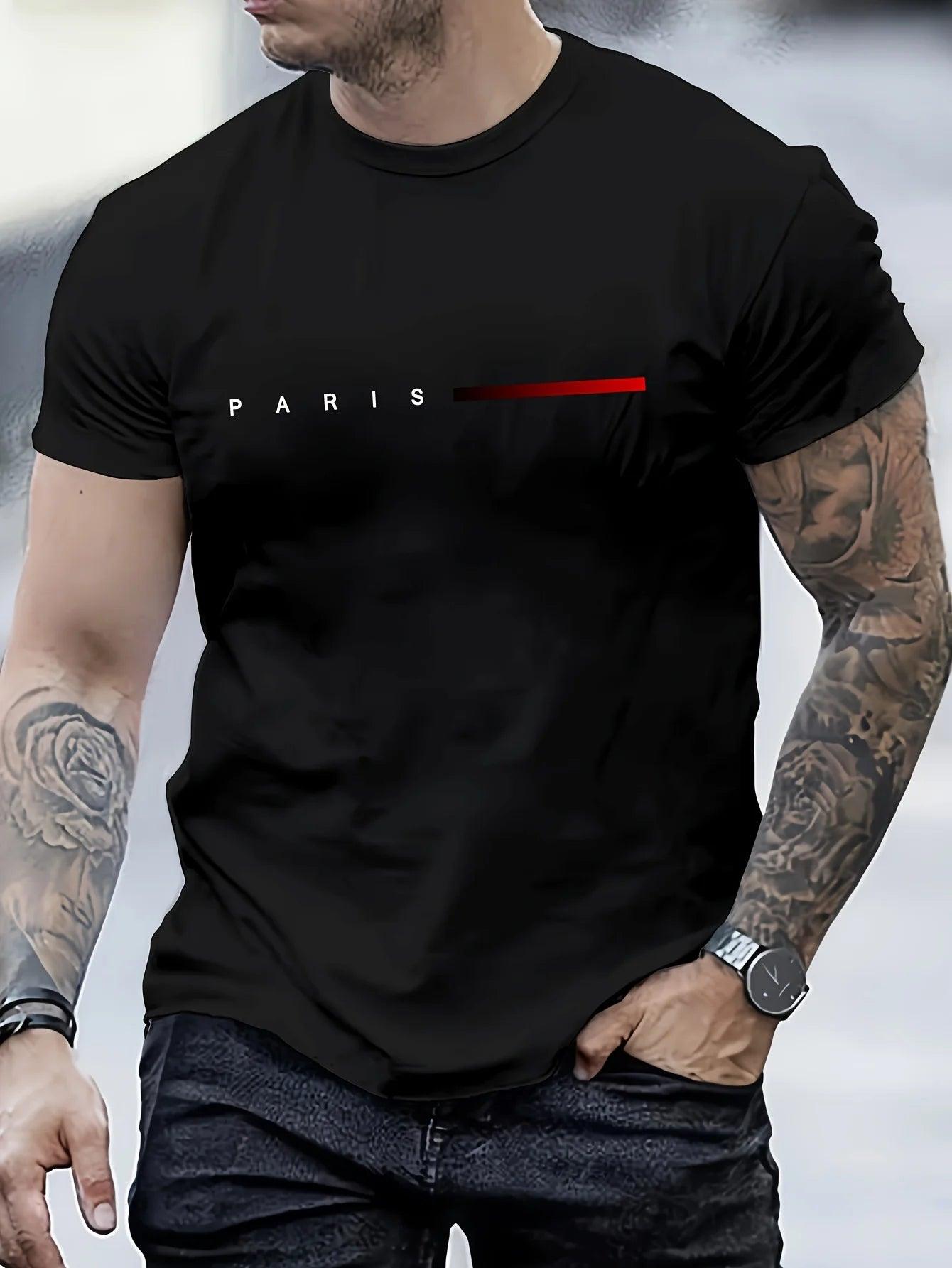 Camiseta Masculina 100% Algodão – Estilo Paris Street, Leve e Caimento Moderno