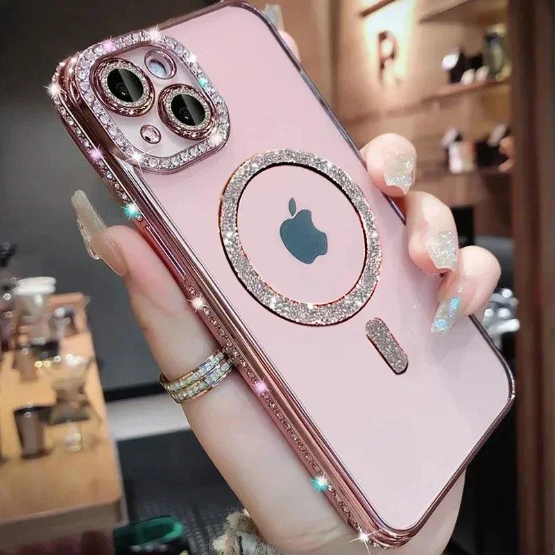 A Capa Transparente que Protege, Brilha e Carrega Sem Fio – Compatível com iPhone 12 Pro Max ao 16 Pro Max!
