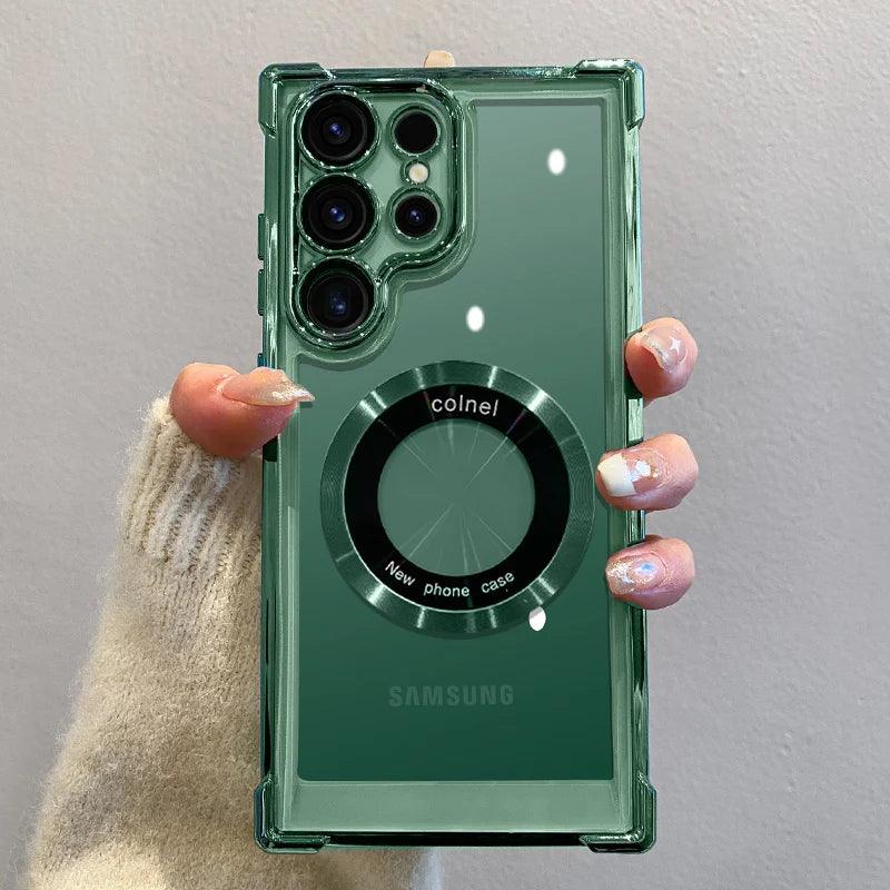 Capa Magnética de Luxo com Revestimento Premium e Proteção de Lente – Compatível com Samsung S23/S24/S25 Ultra, Plus e Note 20