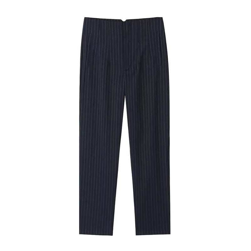 Calça Feminina Skinny de Cintura Alta – Estilo Streetwear com Detalhes Sofisticados para o Escritório e Outono