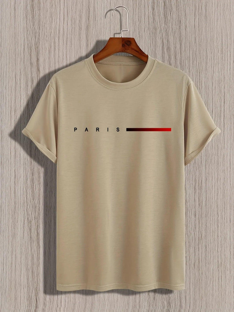Camiseta Masculina 100% Algodão – Estilo Paris Street, Leve e Caimento Moderno