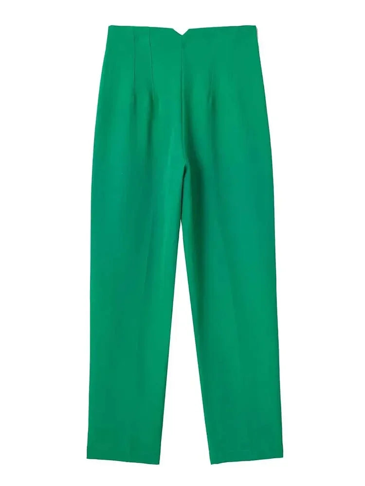 Calça Feminina Skinny de Cintura Alta – Estilo Streetwear com Detalhes Sofisticados para o Escritório e Outono