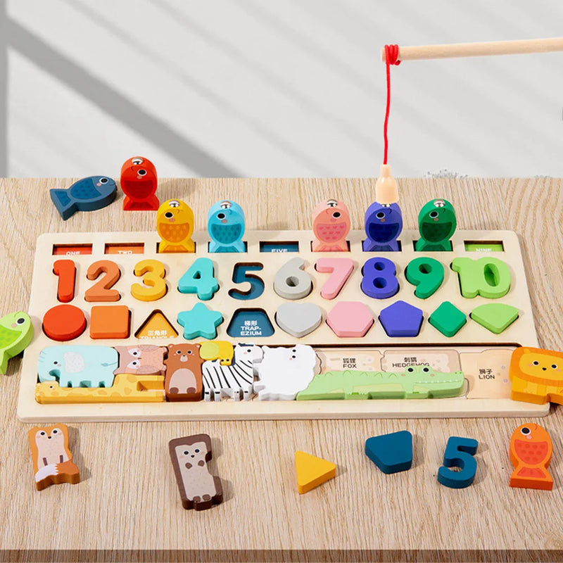 Aprendizado Divertido: Brinquedo Educativo de Pesca com Formas, Números e Animais para Estimular a Criatividade e Habilidades Motoras das Crianças!