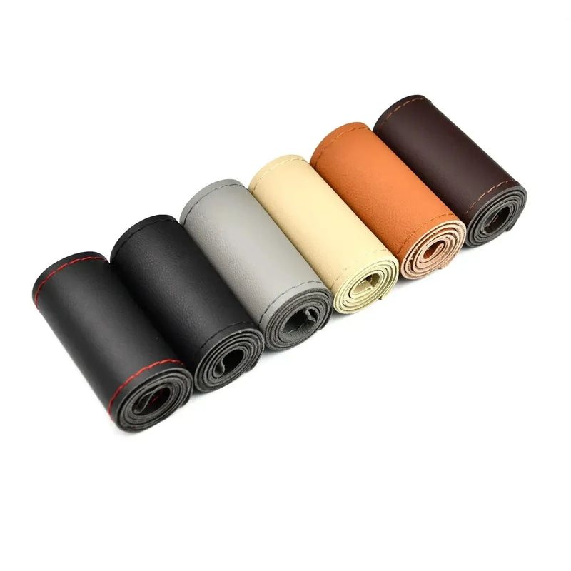 Transforme Seu Volante com Estilo e Segurança: Capa de Couro DIY Costurável Antiderrapante e Respirável – Ideal para Volantes de 38cm!