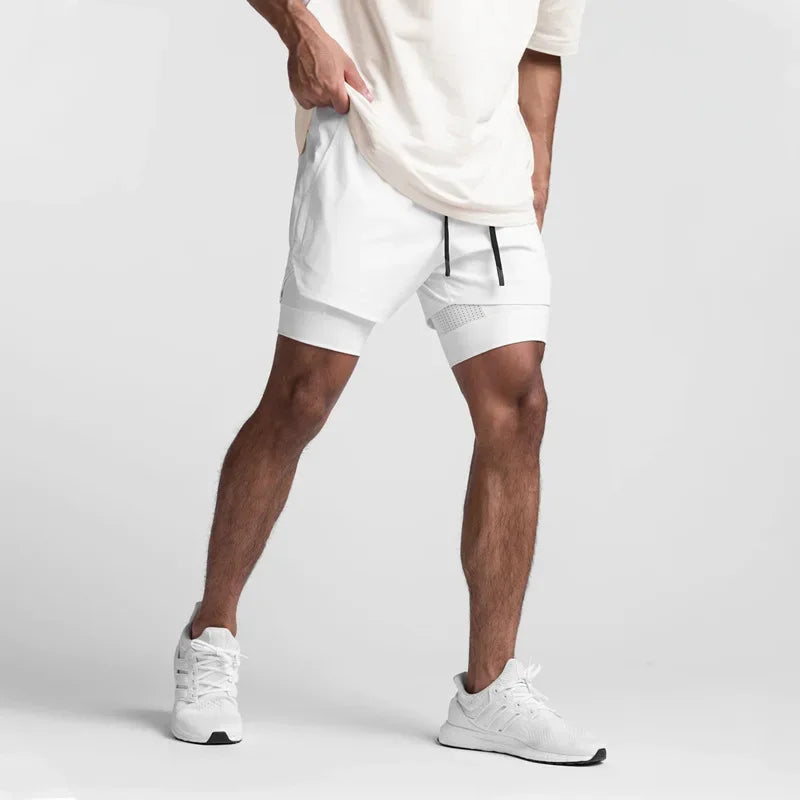 O Short Masculino 2 em 1 Que Respira com Você – Liberdade, Secagem Rápida e Estilo em Camadas para Treinos, Praia e Corridas!