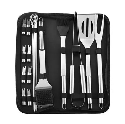 Kit de Churrasco em Aço Inoxidável – Completo, Portátil e Perfeito para Assados ao Ar Livre!