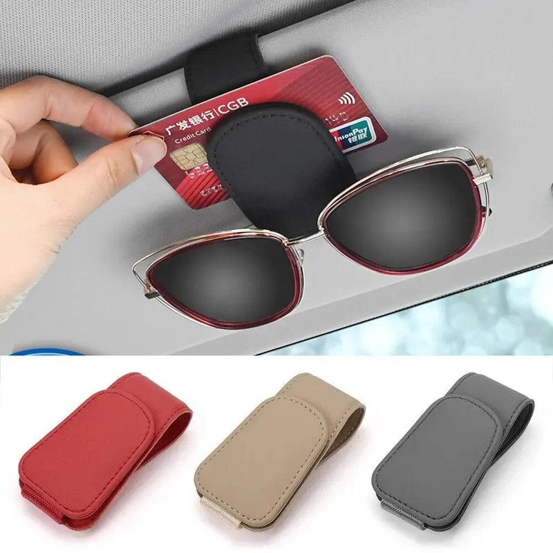 Organização com Estilo: Suporte Magnético de Couro para Óculos no Quebra Sol do Carro – Prático, Elegante e Universal!