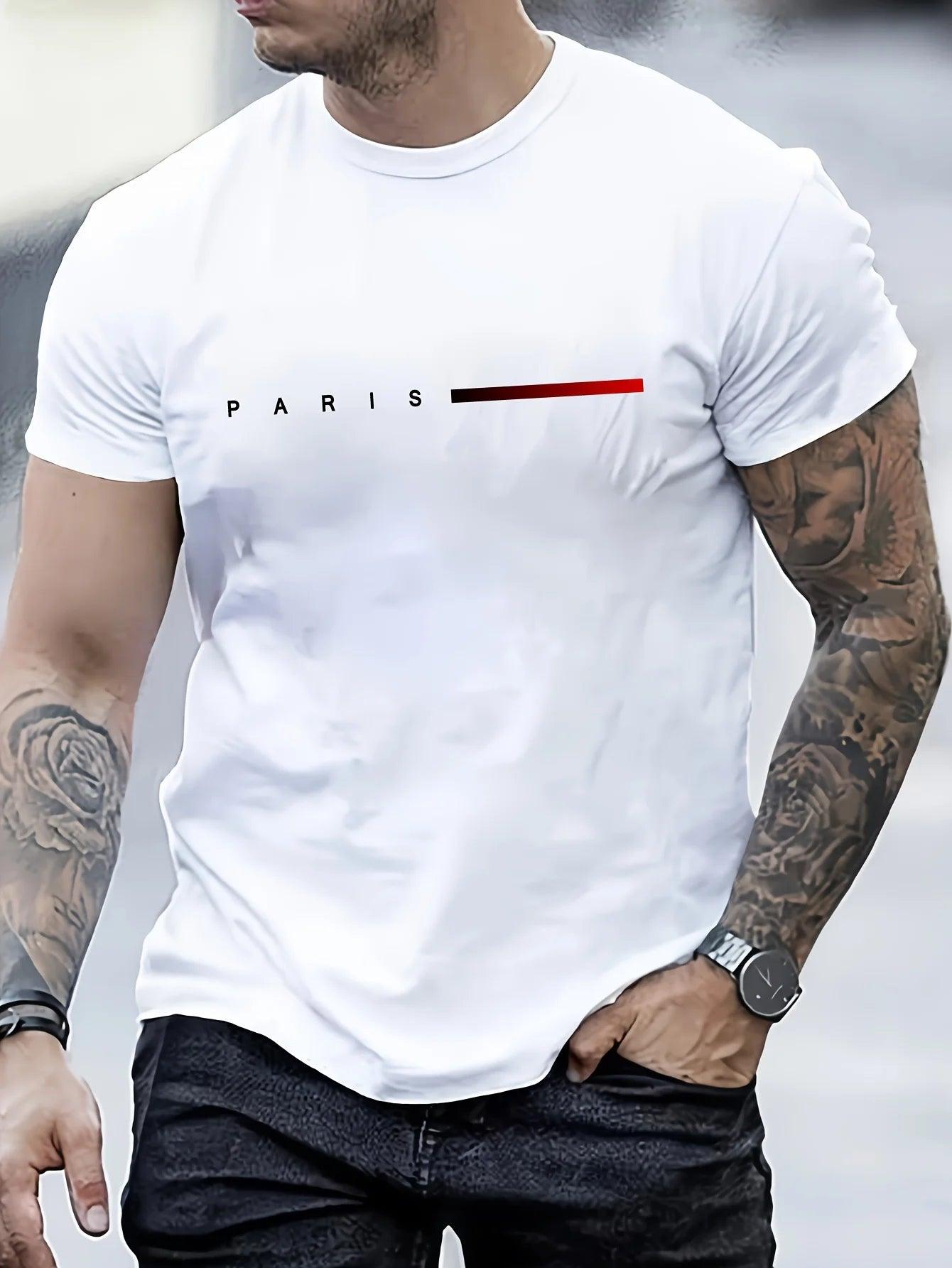 Camiseta Masculina 100% Algodão – Estilo Paris Street, Leve e Caimento Moderno