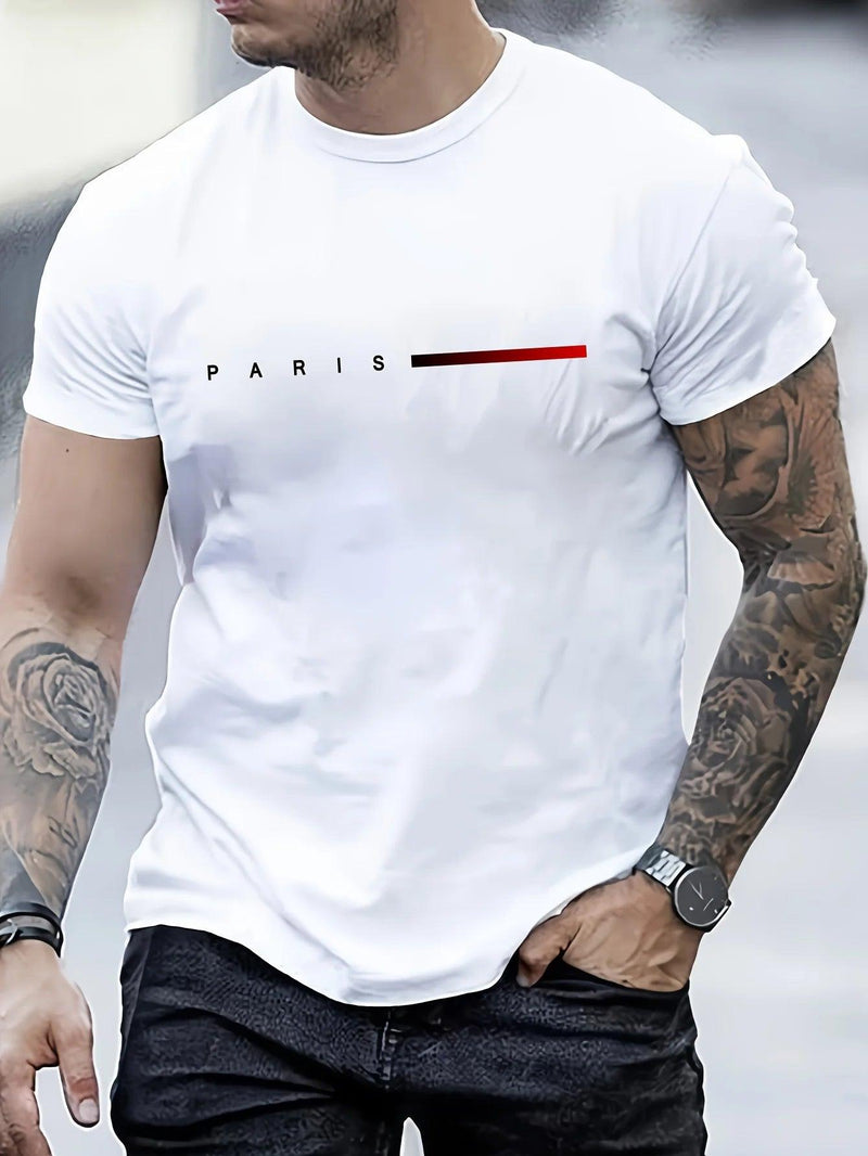 Camiseta Masculina 100% Algodão – Estilo Paris Street, Leve e Caimento Moderno