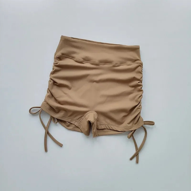 Shorts de Yoga Feminino para o Verão — Cintura Alta, Respirável e com Cordão Ajustável: Perfeitos para Treinos, Corridas e Ciclismo com Estilo e Conforto!