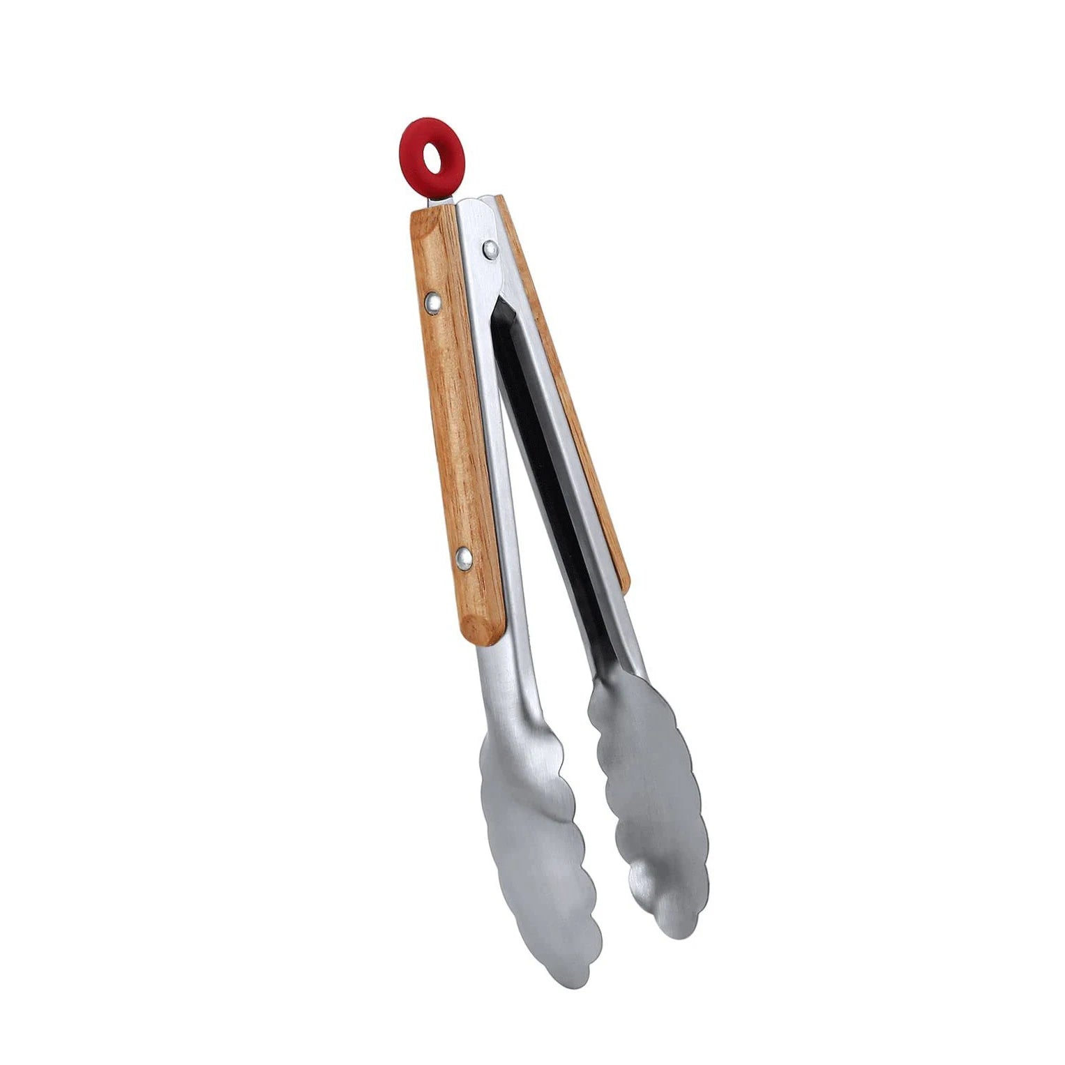 Pinças de Cozinha Premium em Aço Inoxidável – Travamento Seguro e Cabos de Madeira Ergonômicos para Churrascos, Panelas e Preparos Profissionais