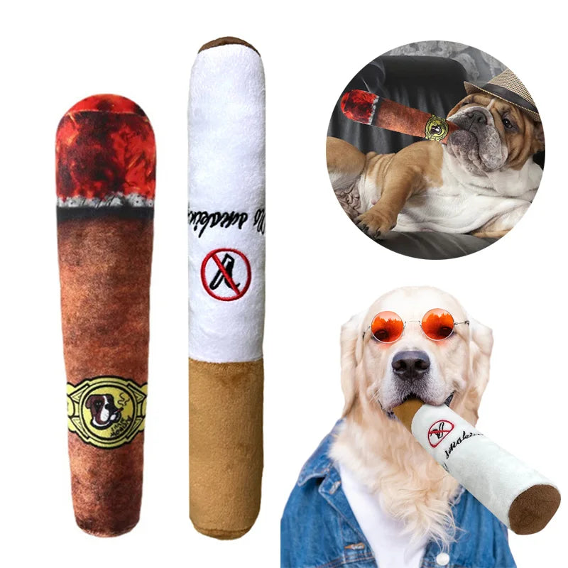 Brinquedo de Charuto de Pelúcia para Cães – Diversão, Mordidas e Risadas Garantidas!