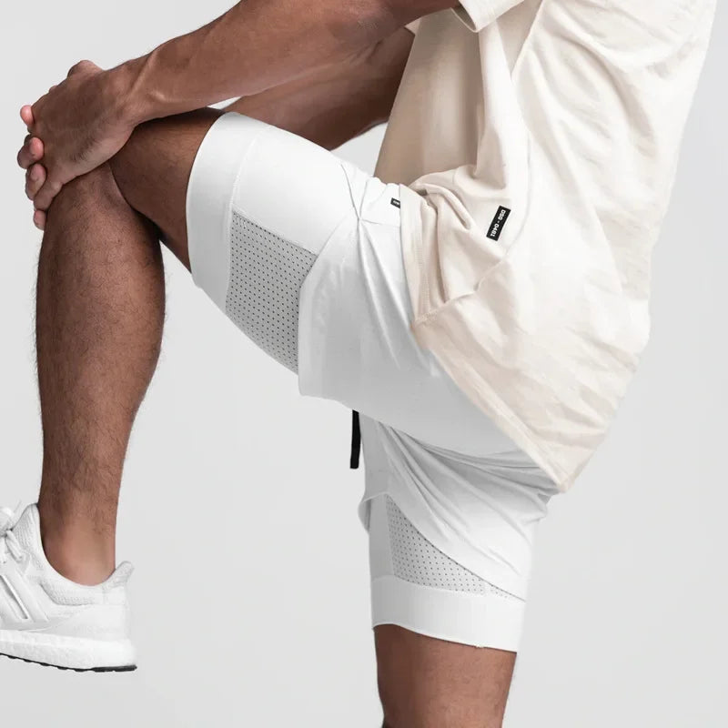 O Short Masculino 2 em 1 Que Respira com Você – Liberdade, Secagem Rápida e Estilo em Camadas para Treinos, Praia e Corridas!