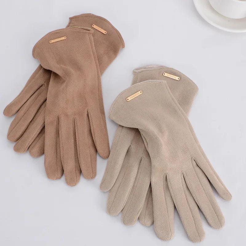 Luvas Femininas Outono/Inverno – Elegância Minimalista com Proteção Contra o Vento e Função Touch para o Dia a Dia