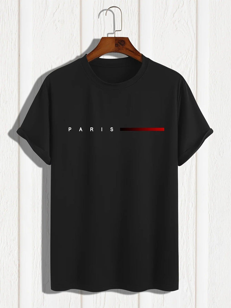 Camiseta Masculina 100% Algodão – Estilo Paris Street, Leve e Caimento Moderno