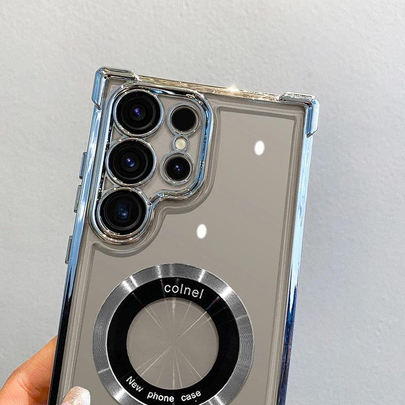 Capa Magnética de Luxo com Revestimento Premium e Proteção de Lente – Compatível com Samsung S23/S24/S25 Ultra, Plus e Note 20